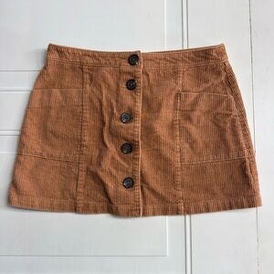 Chloe & Katie Women’s Sz L Khaki Corduroy Button Up Mini Skirt Cotton Pockets